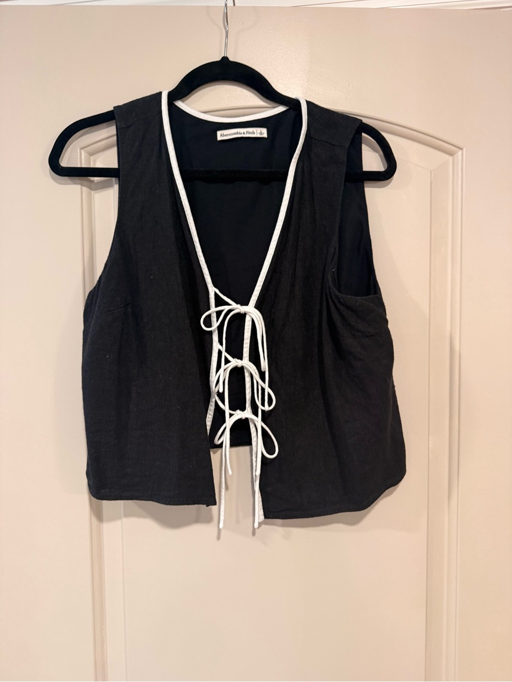 Abercrombie & Fitch Black Vest with White Lace-Up Trim